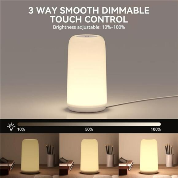 Touch Bedside Lamp RGB Color Changing 3 Way Dimmable Nightstand Bedroom Table La - Picture 3 of 7